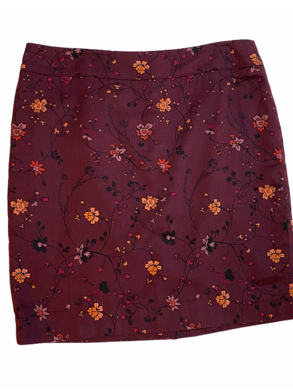 LOFT Burgundy Floral Mini Skirt